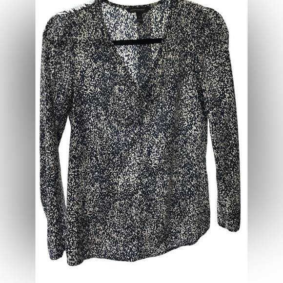 Banana Republic Tops - Banana Republic Black and White Tie Front Long Sleeve Blouse